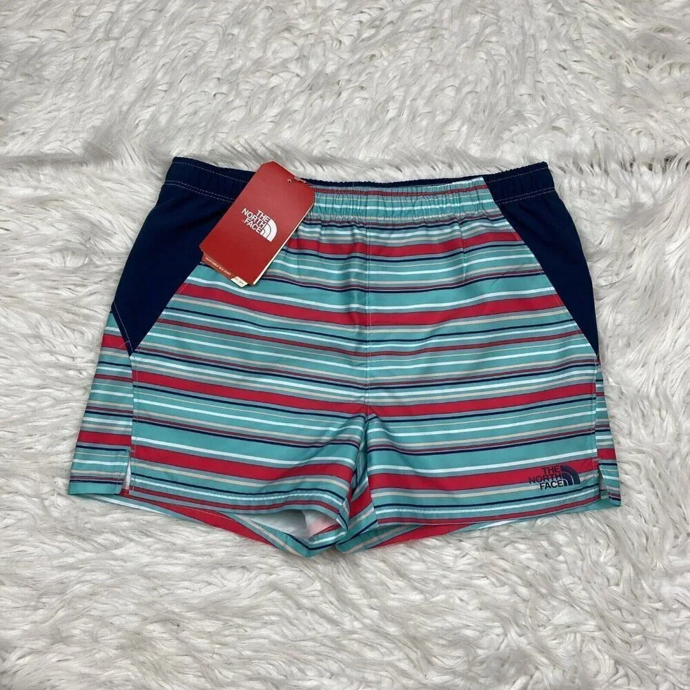 NEW THE NORTH FACE Shorts Girls Large Class V Pull on Blue Stripes Drawstring